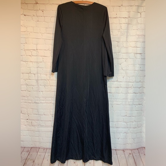 Vintage Lorraine Black Floral Kaftan Maxi Gown Size S 34” - Picture 6 of 6